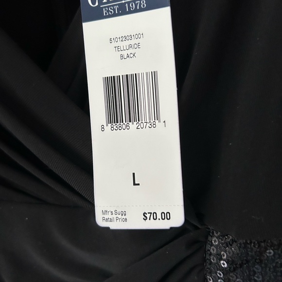 NWT CHAPS LITTLE BLACK DRESS WITH RHINESTONE WAIST SIZE L. Great for holidays! - Picture 5 of 10